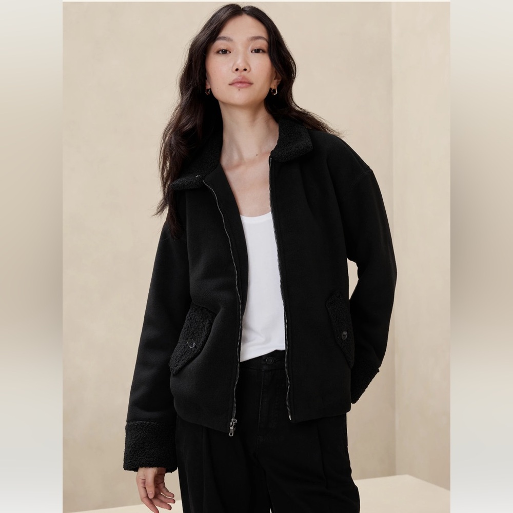 NWT Banana Republic Factory Sherpa Bomber Jacket